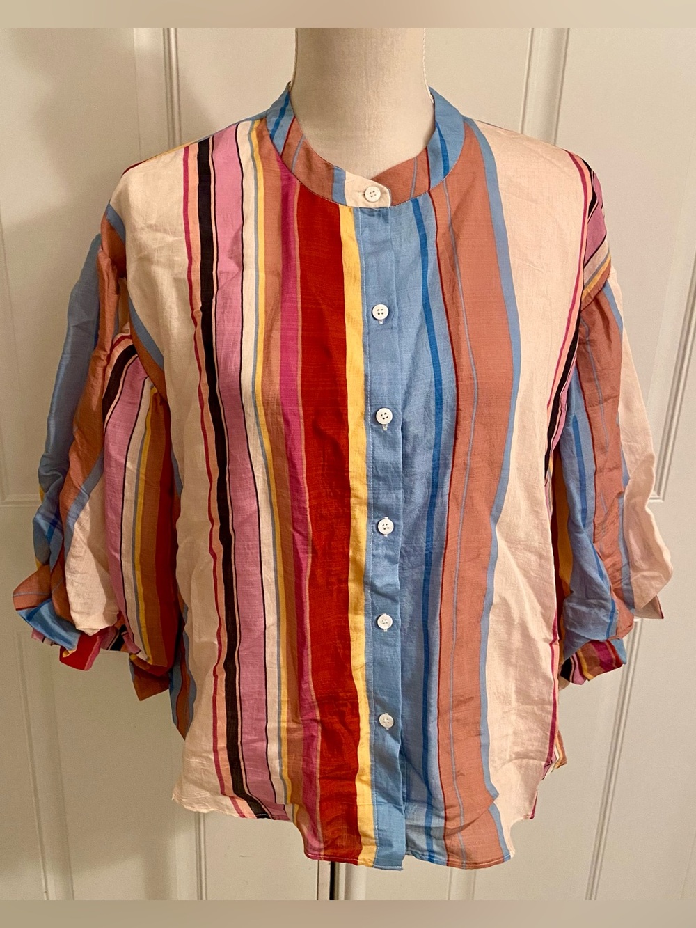 ✨NWT FATE Multicolor Vertical Stripe Button-Up Blouse